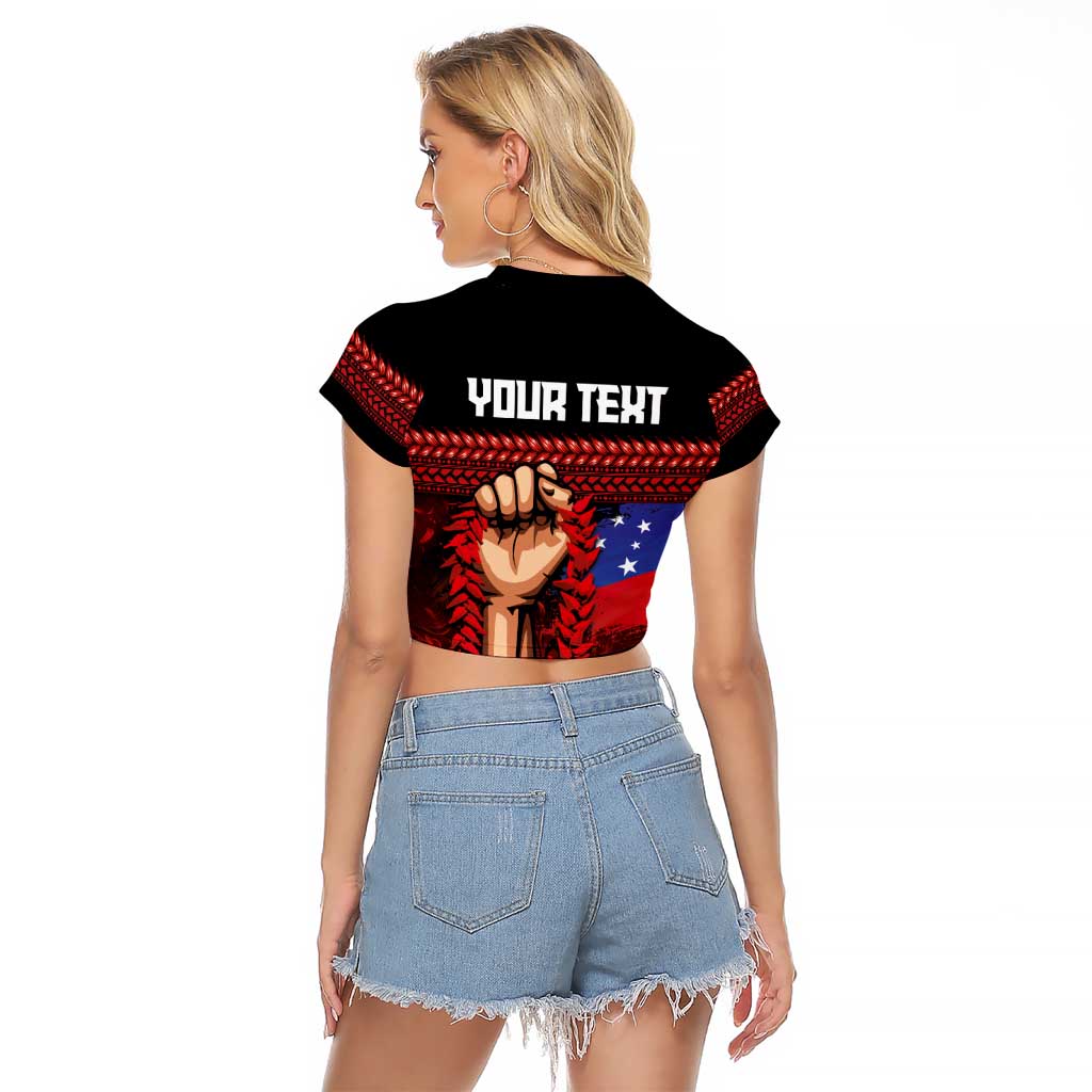 Personalised Samoan Spirit - Samoa Tribal Heritage Raglan Cropped T Shirt LT03 - Polynesian Pride