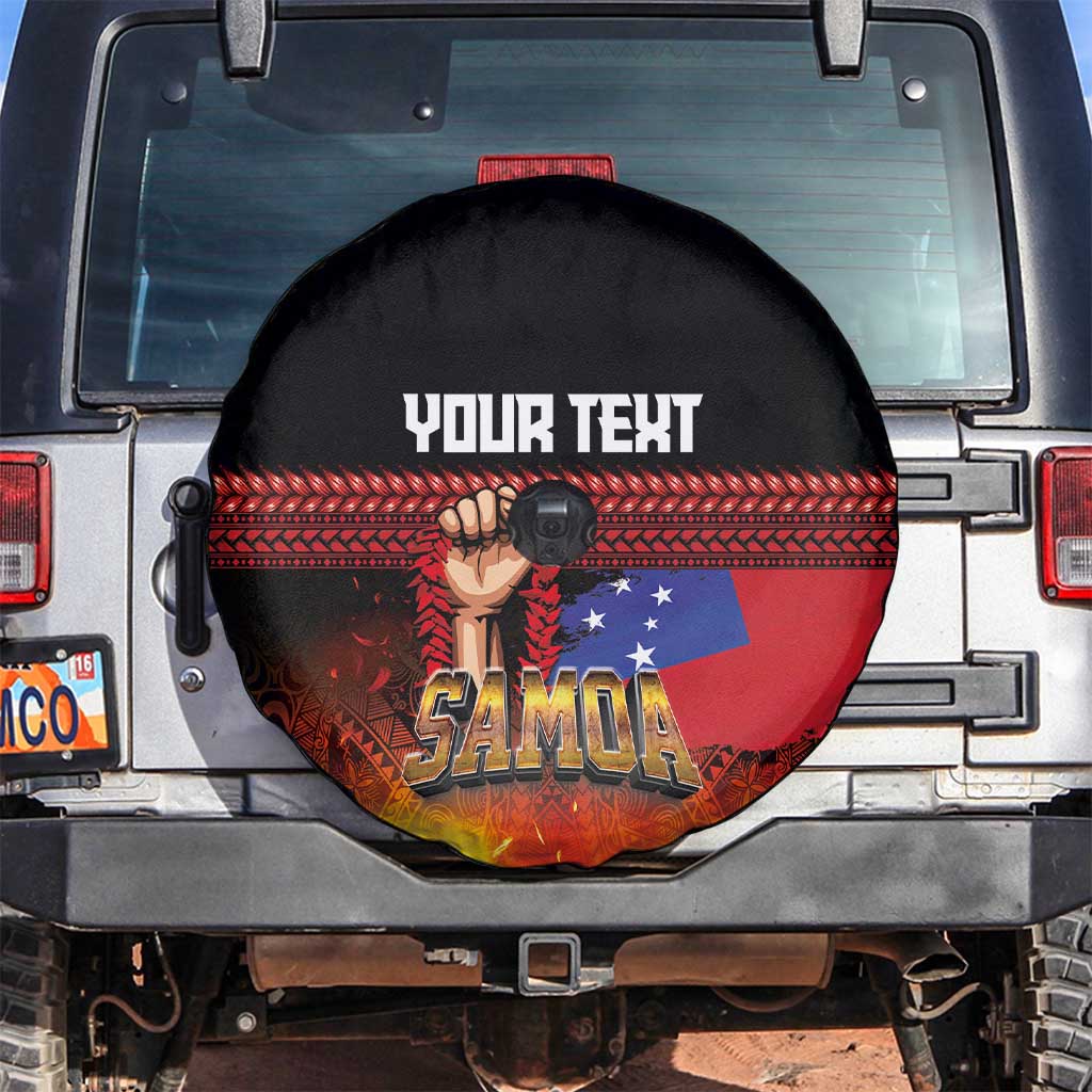 Personalised Samoan Spirit - Samoa Tribal Heritage Spare Tire Cover LT03 Black - Polynesian Pride
