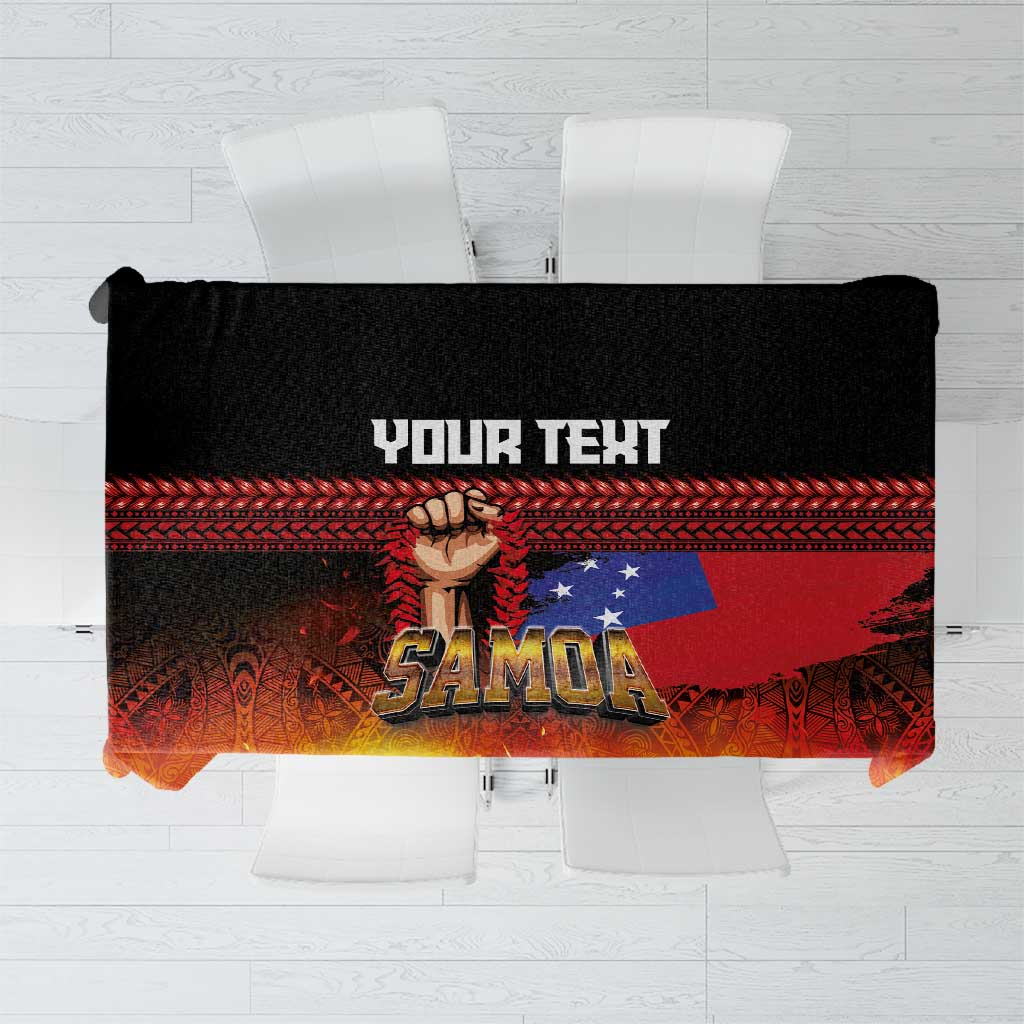 Personalised Samoan Spirit - Samoa Tribal Heritage Tablecloth LT03 Black - Polynesian Pride