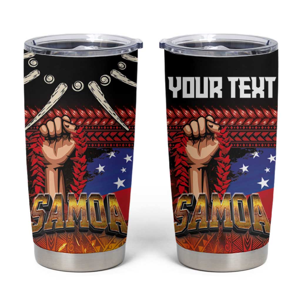 Personalised Samoan Spirit - Samoa Tribal Heritage Tumbler Cup LT03 Black - Polynesian Pride