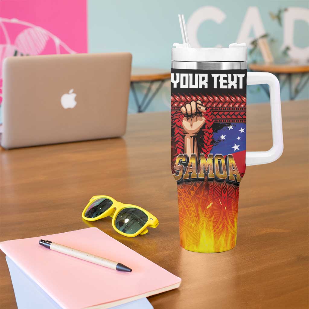 Personalised Samoan Spirit - Samoa Tribal Heritage Tumbler With Handle LT03 - Polynesian Pride