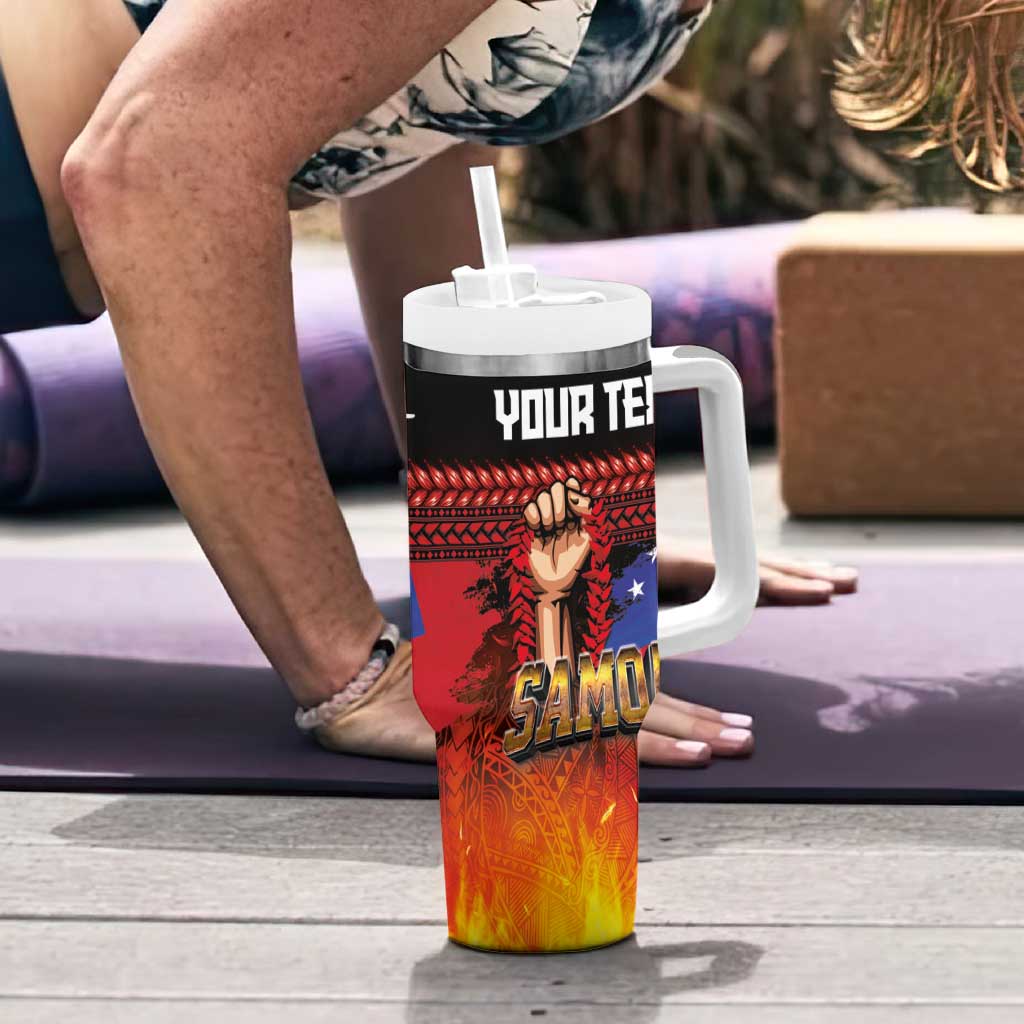 Personalised Samoan Spirit - Samoa Tribal Heritage Tumbler With Handle LT03 - Polynesian Pride