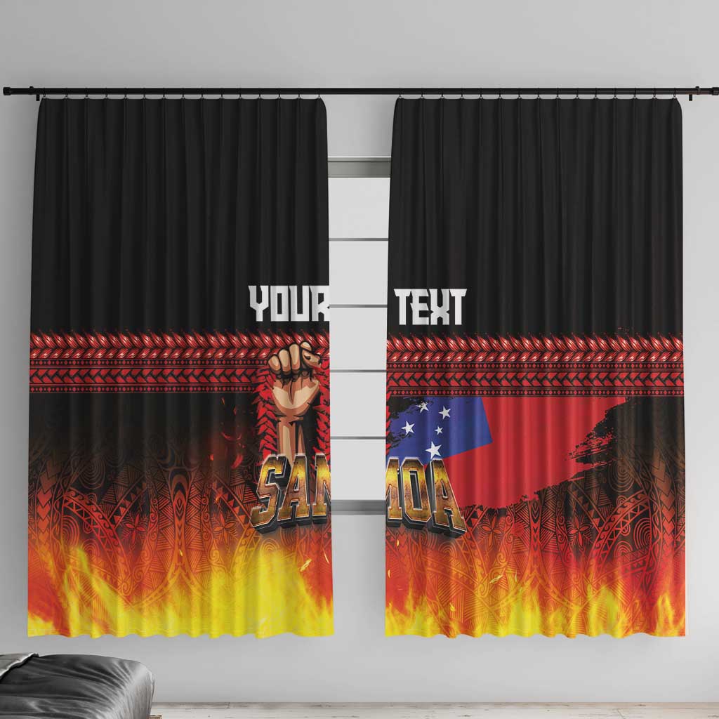 Personalised Samoan Spirit - Samoa Tribal Heritage Window Curtain LT03 With Hooks Black - Polynesian Pride