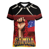 Personalised Samoan Spirit - Samoa Tribal Heritage Women V-Neck T-Shirt LT03 Female Black - Polynesian Pride