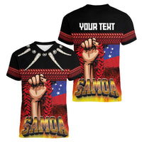 Personalised Samoan Spirit - Samoa Tribal Heritage Women V-Neck T-Shirt LT03 - Polynesian Pride