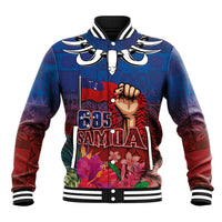 Proud of Samoa Baseball Jacket Ula Nifo with Samoa 685 and Hibiscus Tapa Tribal Pattern