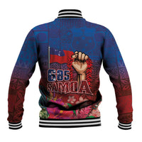 Proud of Samoa Baseball Jacket Ula Nifo with Samoa 685 and Hibiscus Tapa Tribal Pattern