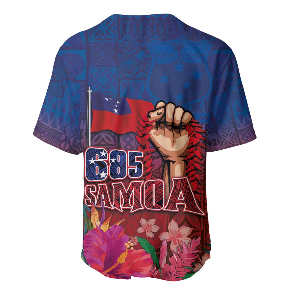 Proud of Samoa Baseball Jersey Ula Nifo with Samoa 685 and Hibiscus Tapa Tribal Pattern LT03 - Polynesian Pride
