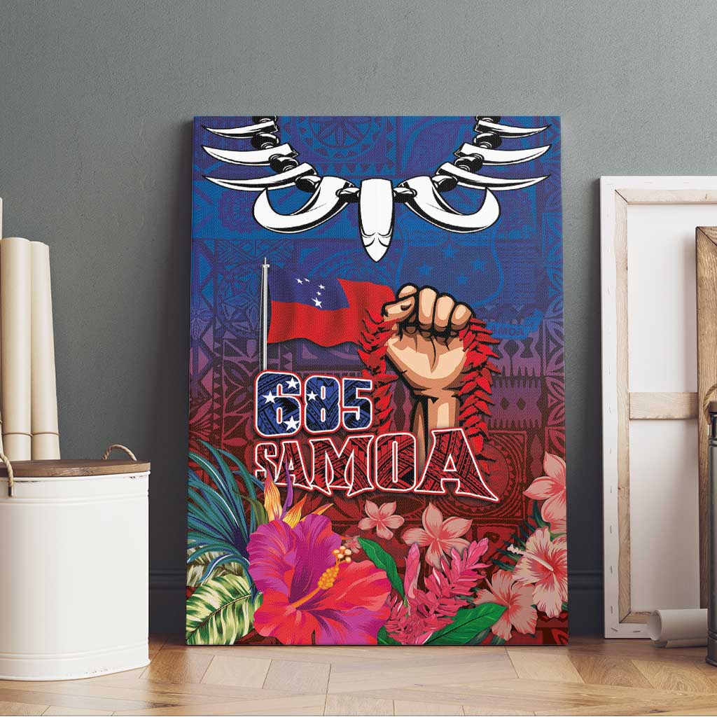 Proud of Samoa Canvas Wall Art Ula Nifo with Samoa 685 and Hibiscus Tapa Tribal Pattern