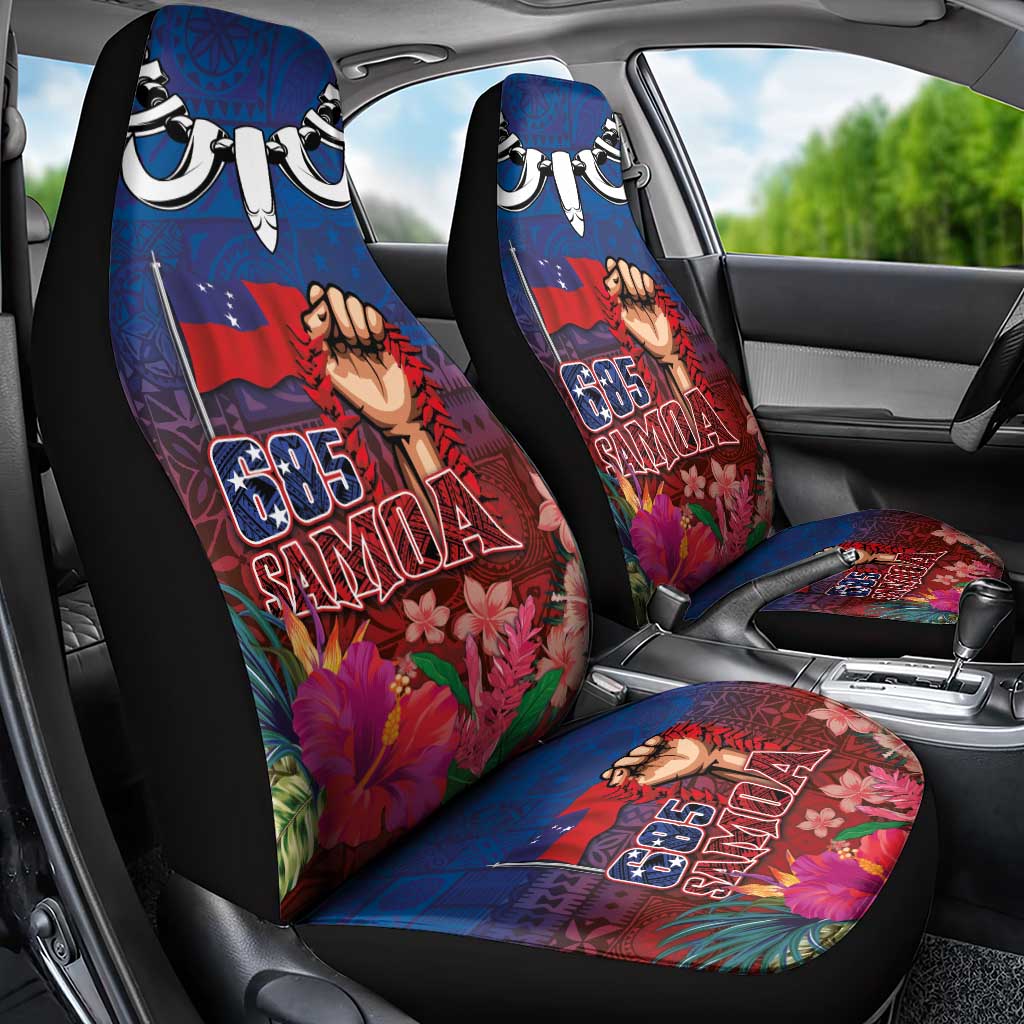 Proud of Samoa Car Seat Cover Ula Nifo with Samoa 685 and Hibiscus Tapa Tribal Pattern LT03 - Polynesian Pride