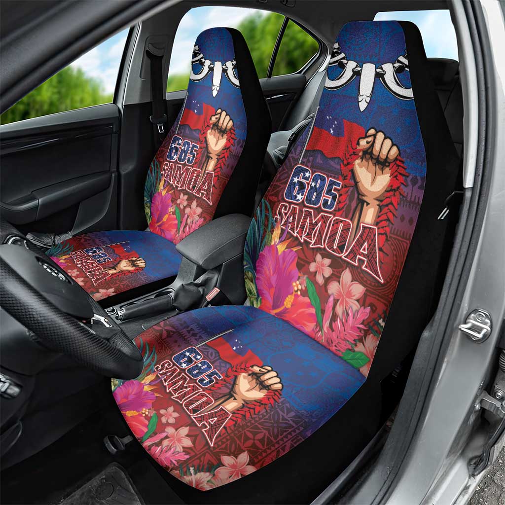 Proud of Samoa Car Seat Cover Ula Nifo with Samoa 685 and Hibiscus Tapa Tribal Pattern LT03 - Polynesian Pride