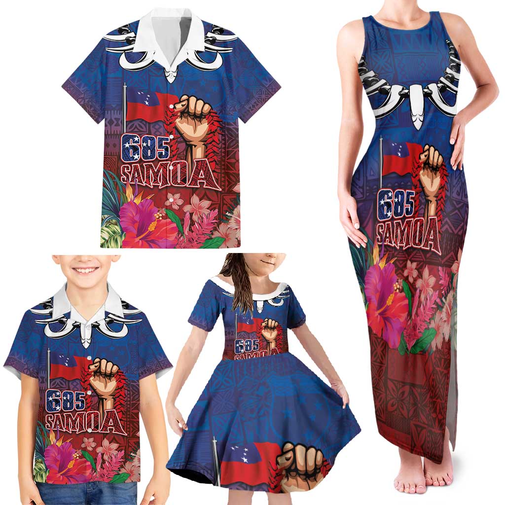 Proud of Samoa Family Matching Tank Maxi Dress and Hawaiian Shirt Ula Nifo with Samoa 685 and Hibiscus Tapa Tribal Pattern