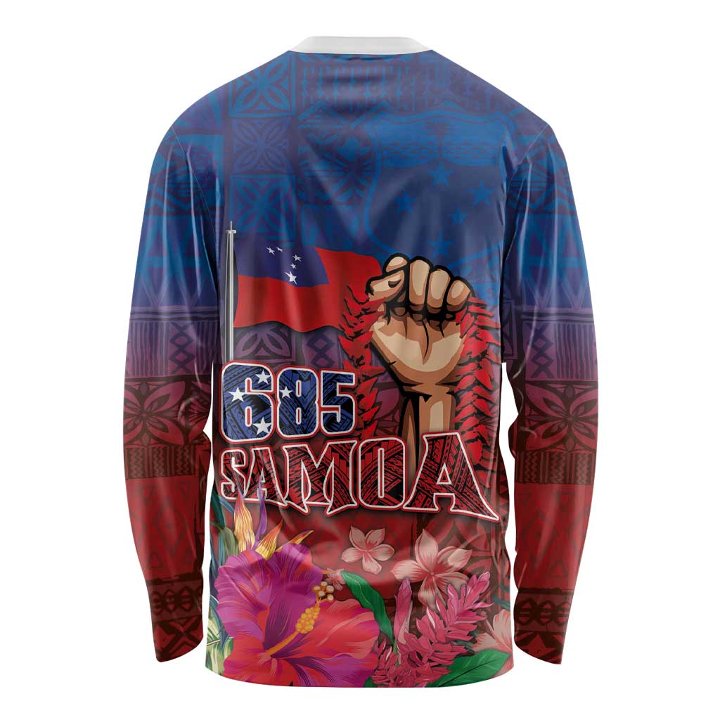 Proud of Samoa Long Sleeve Shirt Ula Nifo with Samoa 685 and Hibiscus Tapa Tribal Pattern LT03 - Polynesian Pride