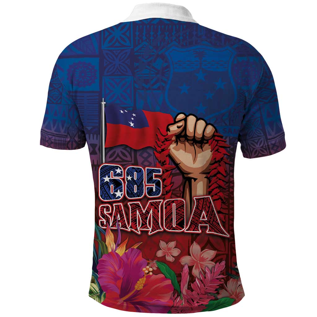 Proud of Samoa Polo Shirt Ula Nifo with Samoa 685 and Hibiscus Tapa Tribal Pattern