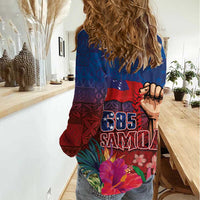 Proud of Samoa Women Casual Shirt Ula Nifo with Samoa 685 and Hibiscus Tapa Tribal Pattern