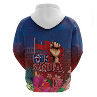 Proud of Samoa Zip Hoodie Ula Nifo with Samoa 685 and Hibiscus Tapa Tribal Pattern LT03 - Polynesian Pride