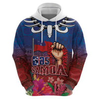 Proud of Samoa Zip Hoodie Ula Nifo with Samoa 685 and Hibiscus Tapa Tribal Pattern LT03 - Polynesian Pride