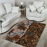 Fiji Masi Tapa Tribal Area Rug Old Hibiscus Vintage Style LT03 - Polynesian Pride