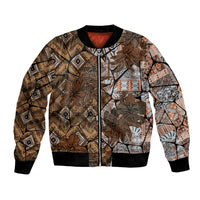 Fiji Masi Tapa Tribal Bomber Jacket Old Hibiscus Vintage Style LT03 Unisex Brown - Polynesian Pride