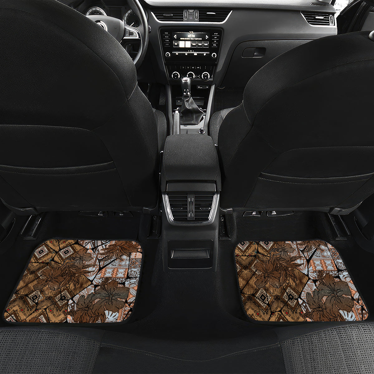 Fiji Masi Tapa Tribal Car Mats Old Hibiscus Vintage Style LT03 - Polynesian Pride