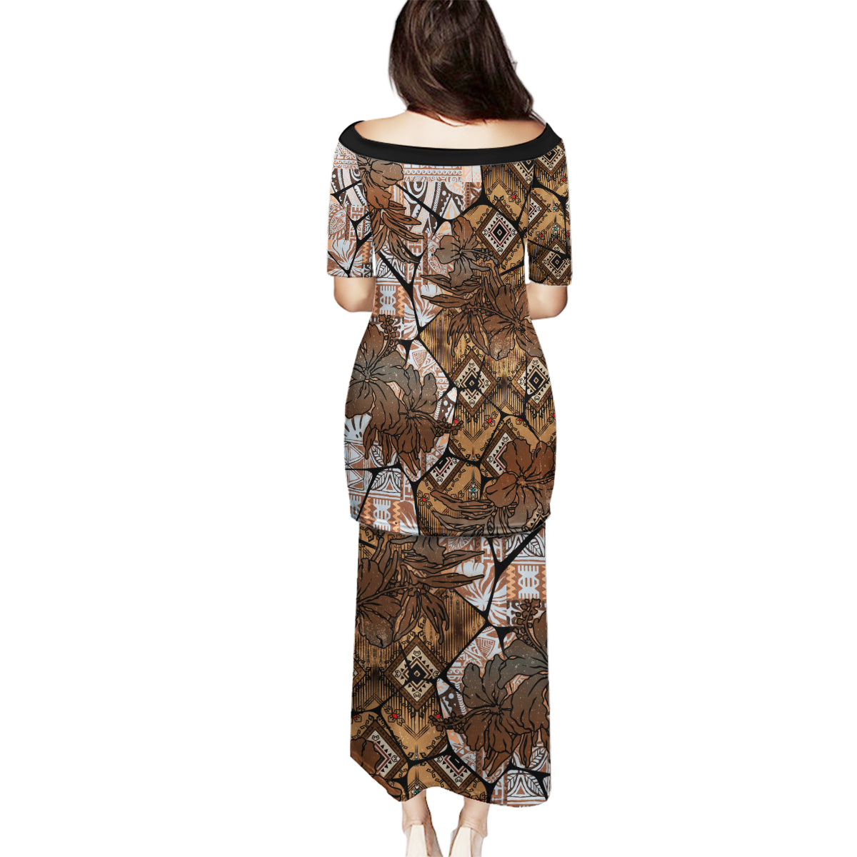 Fiji Masi Tapa Tribal Family Matching Puletasi and Hawaiian Shirt Old Hibiscus Vintage Style LT03 - Polynesian Pride