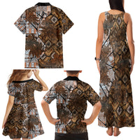 Fiji Masi Tapa Tribal Family Matching Tank Maxi Dress and Hawaiian Shirt Old Hibiscus Vintage Style LT03 - Polynesian Pride