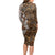 Fiji Masi Tapa Tribal Long Sleeve Bodycon Dress Old Hibiscus Vintage Style LT03 - Polynesian Pride