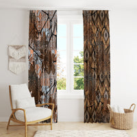 Fiji Masi Tapa Tribal Window Curtain Old Hibiscus Vintage Style LT03 - Polynesian Pride