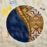 Samoan Siapo Beach Blanket Tatau Pattern Half Style LT03 One Size 150cm Yellow - Polynesian Pride