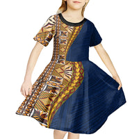 Samoan Siapo Kid Short Sleeve Dress Tatau Pattern Half Style LT03 - Polynesian Pride