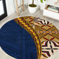 Samoan Siapo Round Carpet Tatau Pattern Half Style LT03 Yellow - Polynesian Pride
