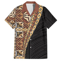 Samoan Siapo Family Matching Off Shoulder Short Dress and Hawaiian Shirt Tatau Pattern Half Style Retro Mode LT03 Dad's Shirt - Short Sleeve Brown - Polynesian Pride