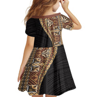 Samoan Siapo Family Matching Tank Maxi Dress and Hawaiian Shirt Tatau Pattern Half Style Retro Mode LT03 - Polynesian Pride