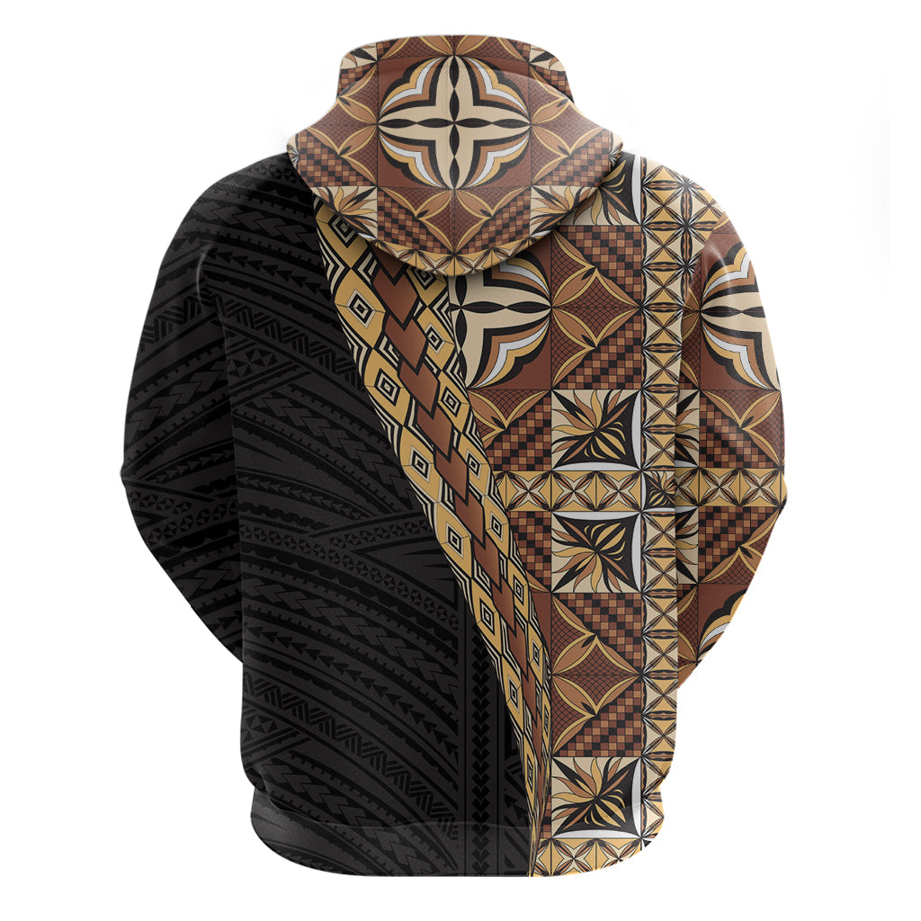 Samoan Siapo Hoodie Tatau Pattern Half Style Retro Mode LT03 - Polynesian Pride