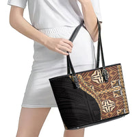 Samoan Siapo Leather Tote Bag Tatau Pattern Half Style Retro Mode LT03 - Polynesian Pride