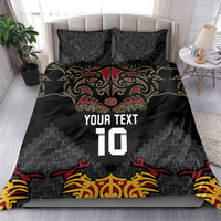 Custom New Zealand Rugby Bedding Set Black Fern Maori Tribal Pattern