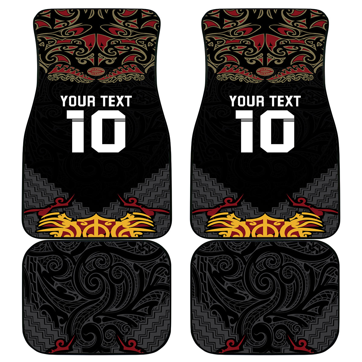 Custom New Zealand Rugby Car Mats Black Fern Maori Tribal Pattern