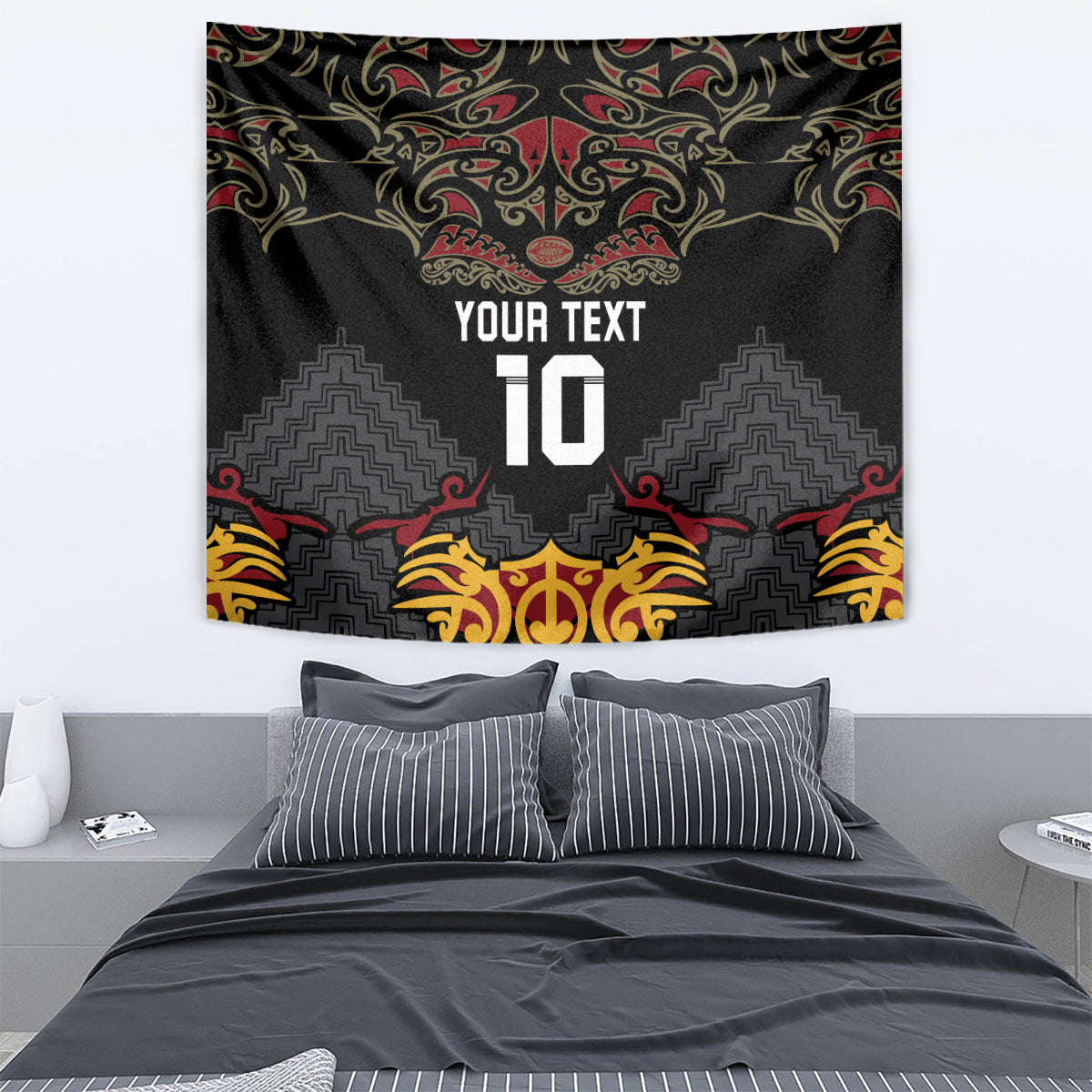 Custom New Zealand Rugby Tapestry Black Fern Maori Tribal Pattern