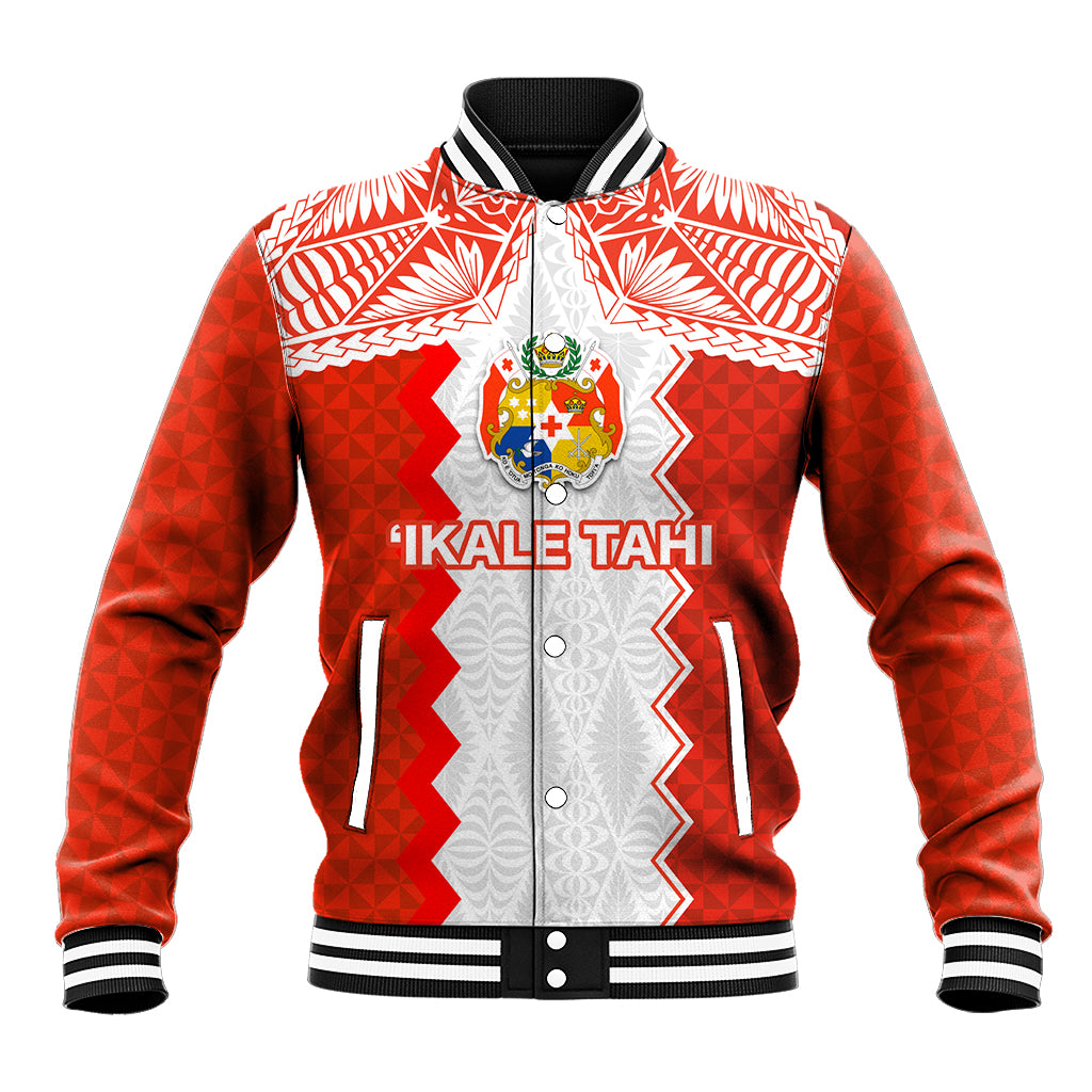 Custom Tonga Rugby Baseball Jacket Ikale Tahi Ngatu Tribal Pattern LT03 Unisex Orange - Polynesian Pride