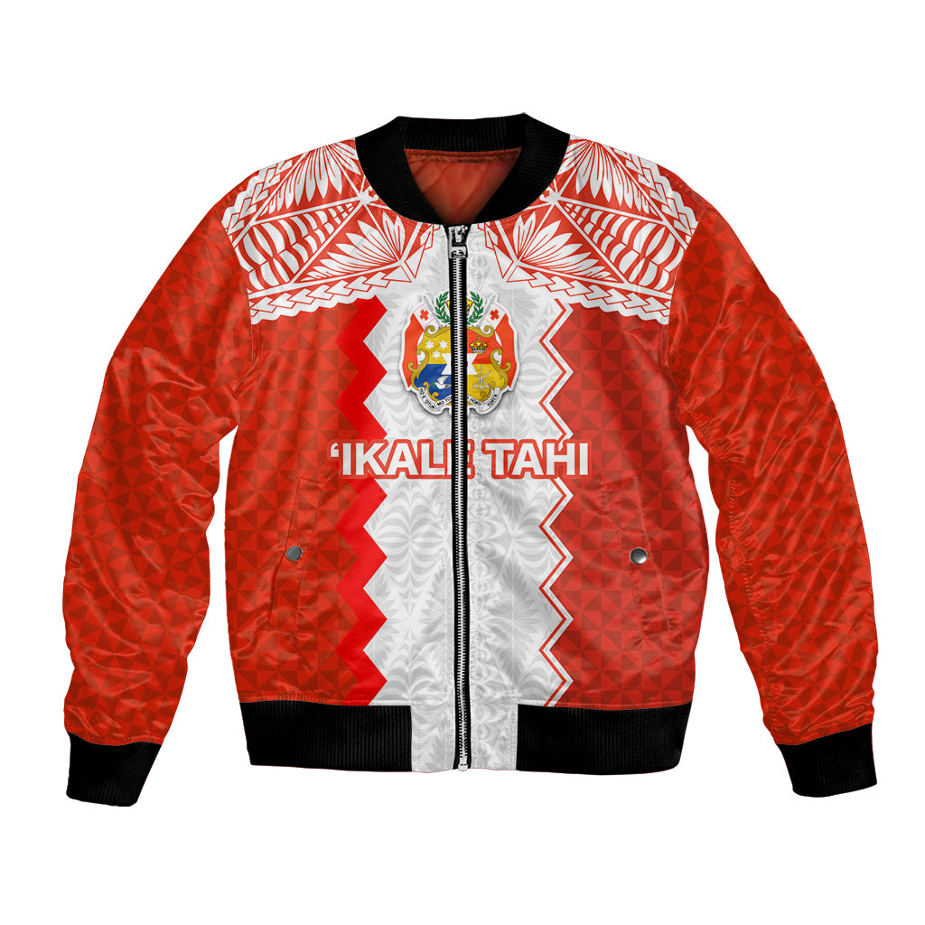Custom Tonga Rugby Bomber Jacket Ikale Tahi Ngatu Tribal Pattern LT03 Unisex Orange - Polynesian Pride