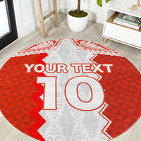 Custom Tonga Rugby Round Carpet Ikale Tahi Ngatu Tribal Pattern LT03 Orange - Polynesian Pride