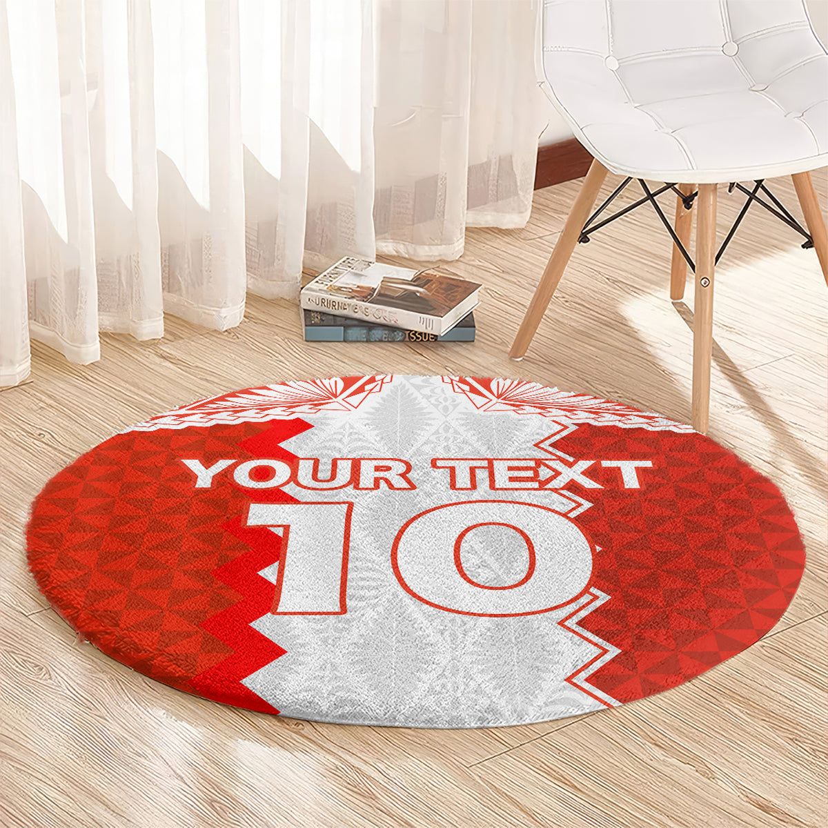 Custom Tonga Rugby Round Carpet Ikale Tahi Ngatu Tribal Pattern LT03 - Polynesian Pride