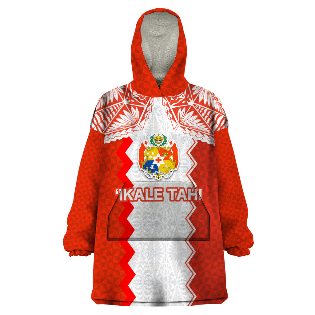 Custom Tonga Rugby Wearable Blanket Hoodie Ikale Tahi Ngatu Tribal Pattern LT03 One Size Orange - Polynesian Pride