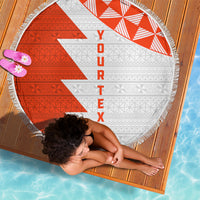 Custom Tonga Rugby Beach Blanket Ikale Tahi Ngatu Tribal Pattern Half Style