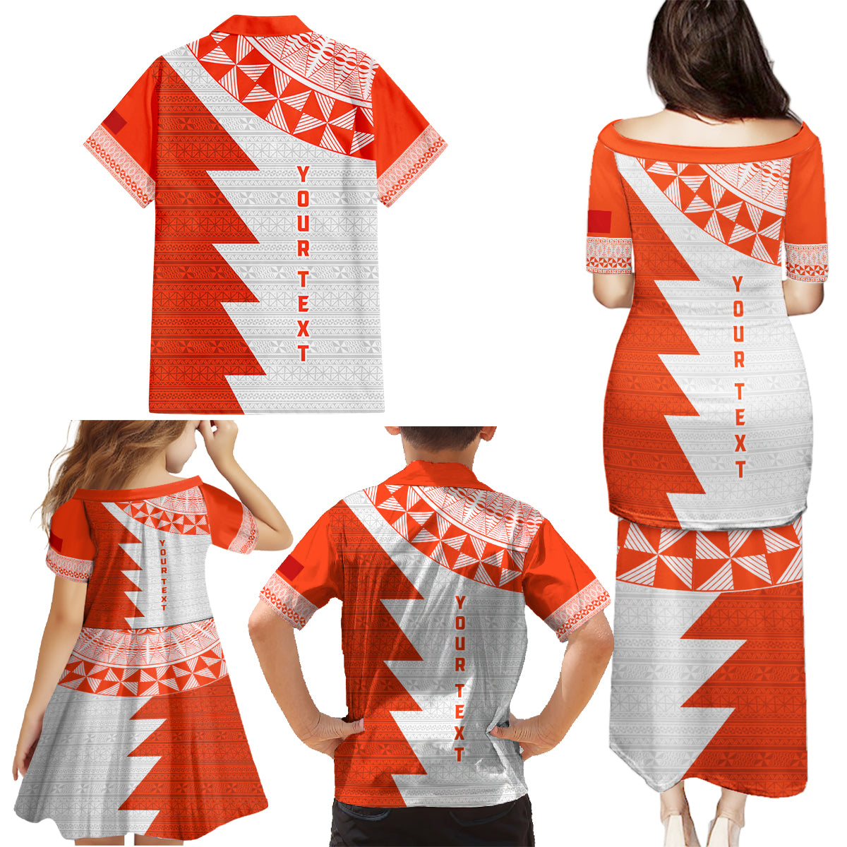 Custom Tonga Rugby Family Matching Puletasi and Hawaiian Shirt Ikale Tahi Ngatu Tribal Pattern Half Style LT03