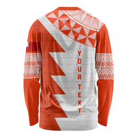 Custom Tonga Rugby Long Sleeve Shirt Ikale Tahi Ngatu Tribal Pattern Half Style LT03 - Polynesian Pride