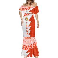 Custom Tonga Rugby Mermaid Dress Ikale Tahi Ngatu Tribal Pattern Half Style LT03