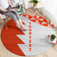 Custom Tonga Rugby Round Carpet Ikale Tahi Ngatu Tribal Pattern Half Style LT03 - Polynesian Pride