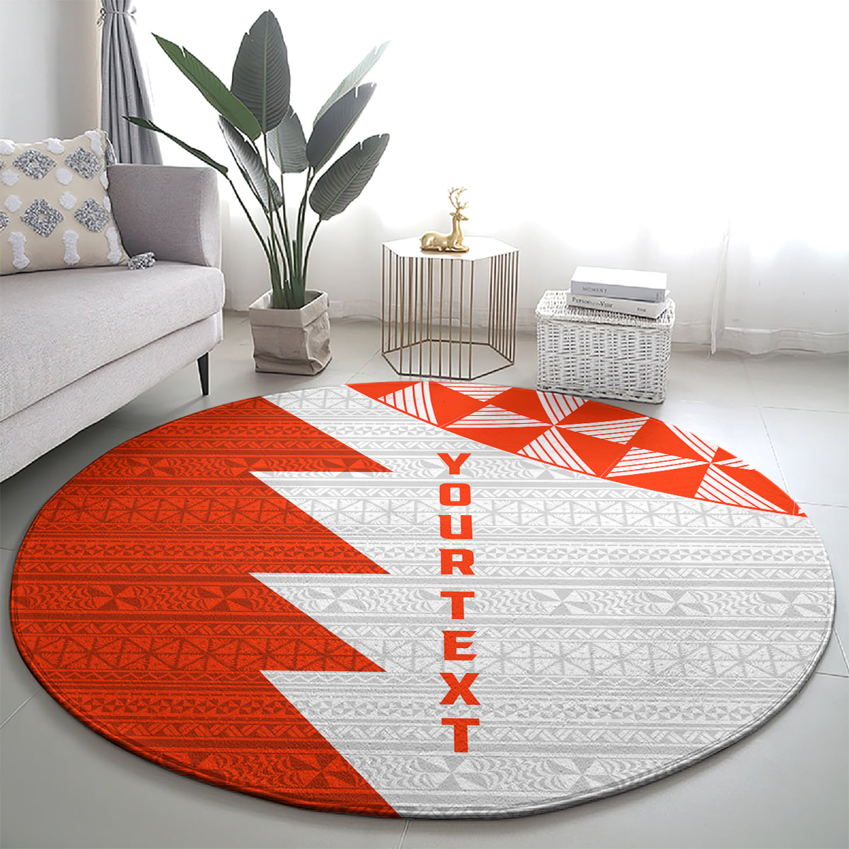 Custom Tonga Rugby Round Carpet Ikale Tahi Ngatu Tribal Pattern Half Style LT03 - Polynesian Pride
