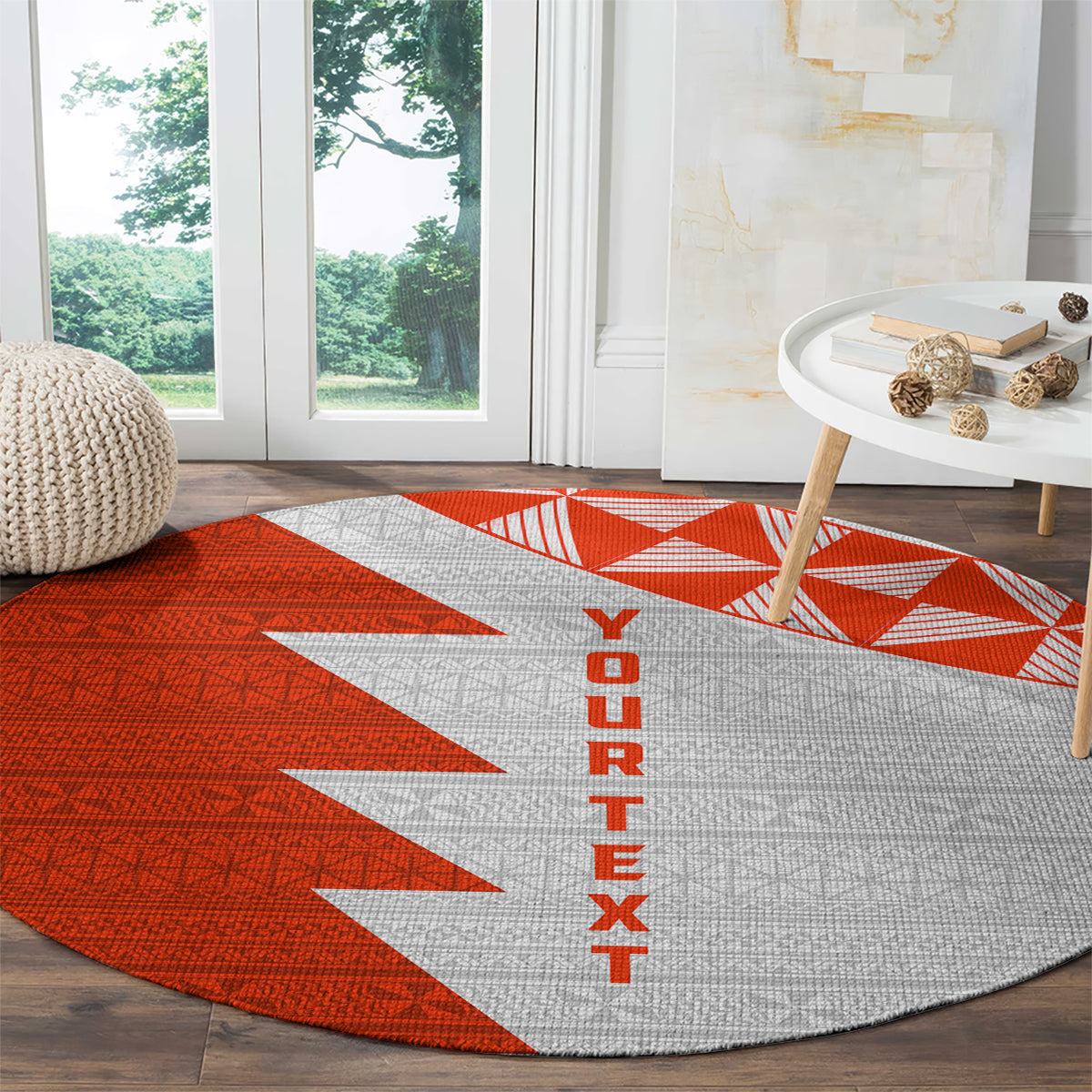 Custom Tonga Rugby Round Carpet Ikale Tahi Ngatu Tribal Pattern Half Style LT03 - Polynesian Pride